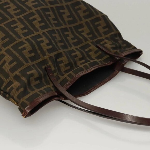 FENDI Zucca Canvas Hand Bag Brown Black Auth ep8370 - Picture 7 of 16